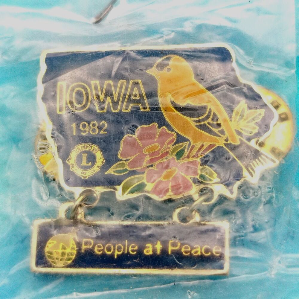 Iowa 1982 People At Peace Lions Club Vintage Pin in Original Plastic